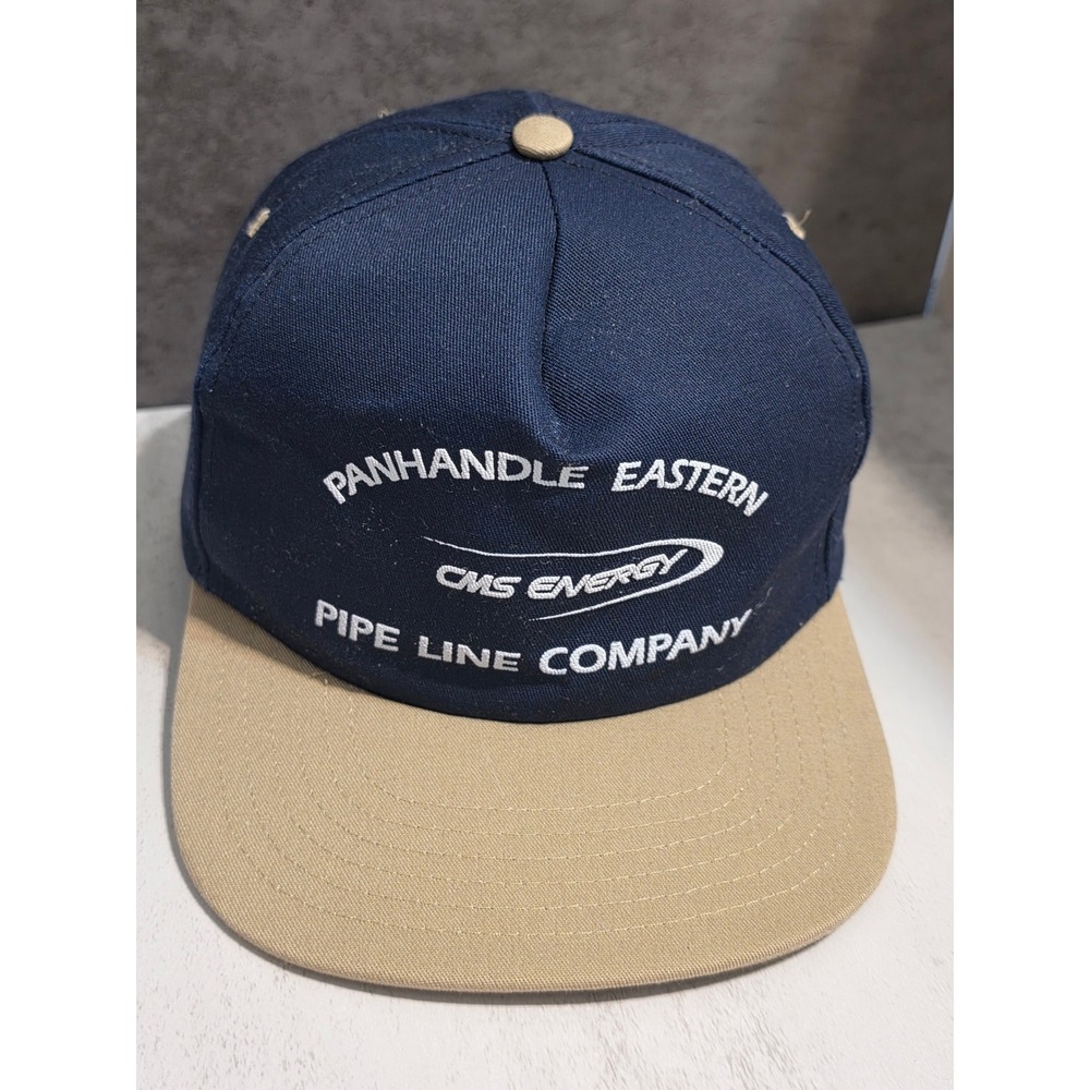 Vintage Panhandle Eastern Pipe Line Company CMS Energy Snapback Hat Navy Tan